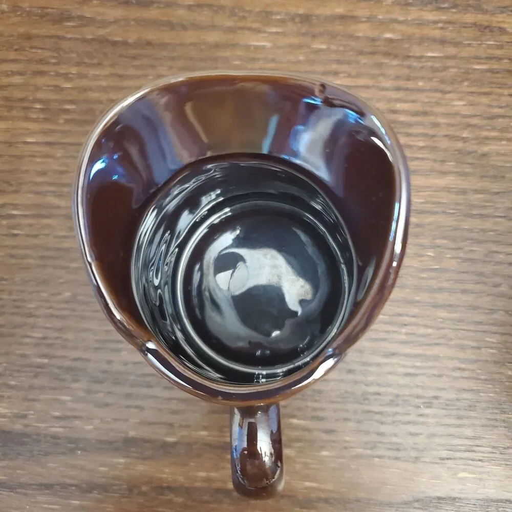Vintage‎ Ceramic Syrup Serving 2 Pitchers 🐓 Roosters Brown Glaze SET
